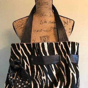 ROBERTA GANDOLFI LEATHER/FUR PURSE